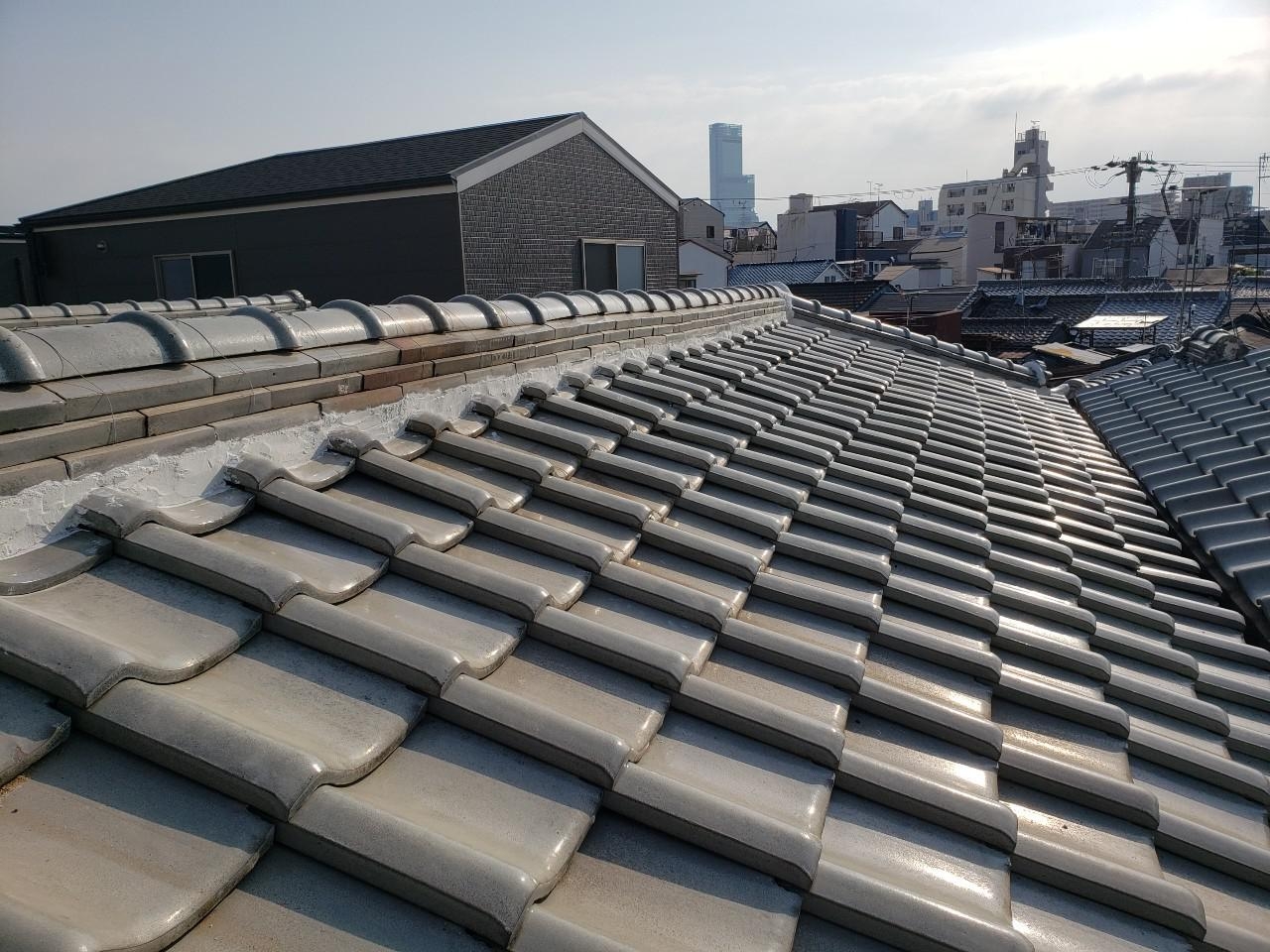 大阪市内の屋根漆喰工事完成
